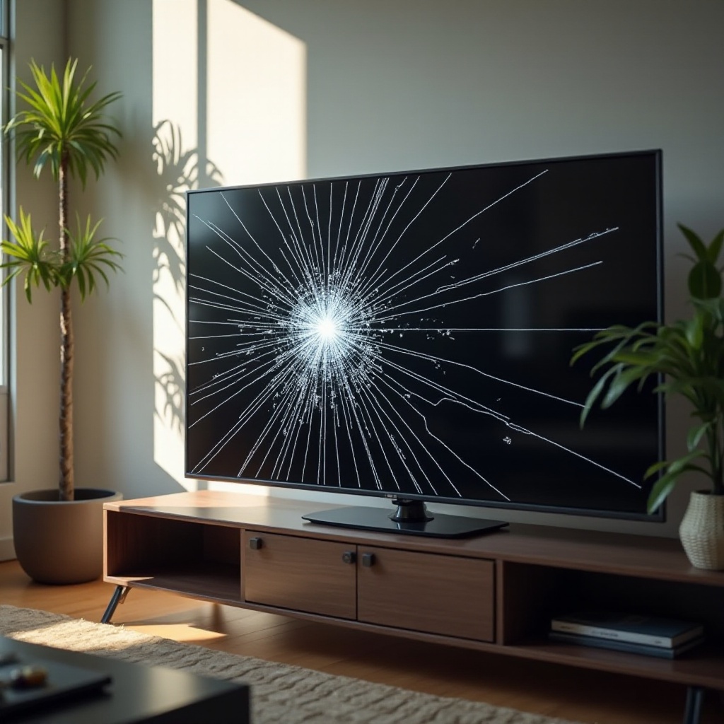 напукан екран на телевизора LG