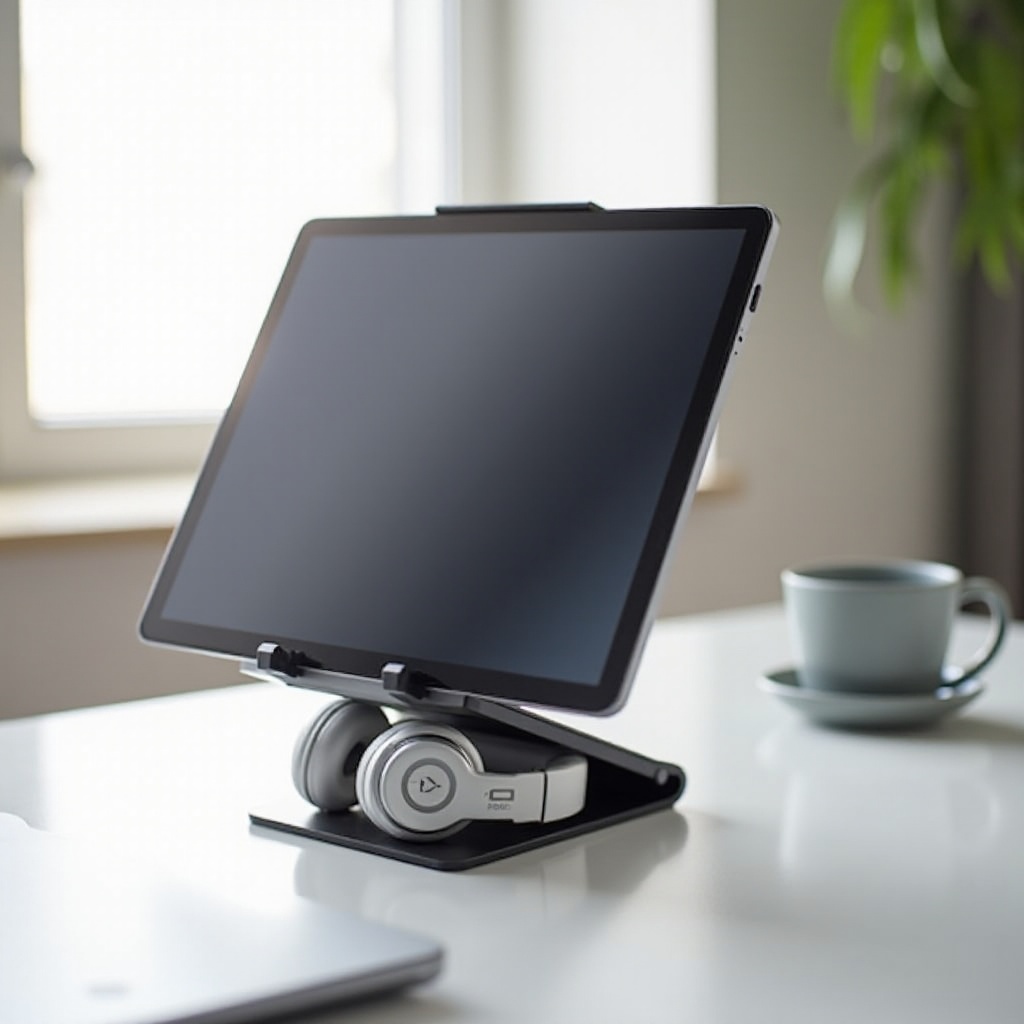 ipad stand with headphone holder
