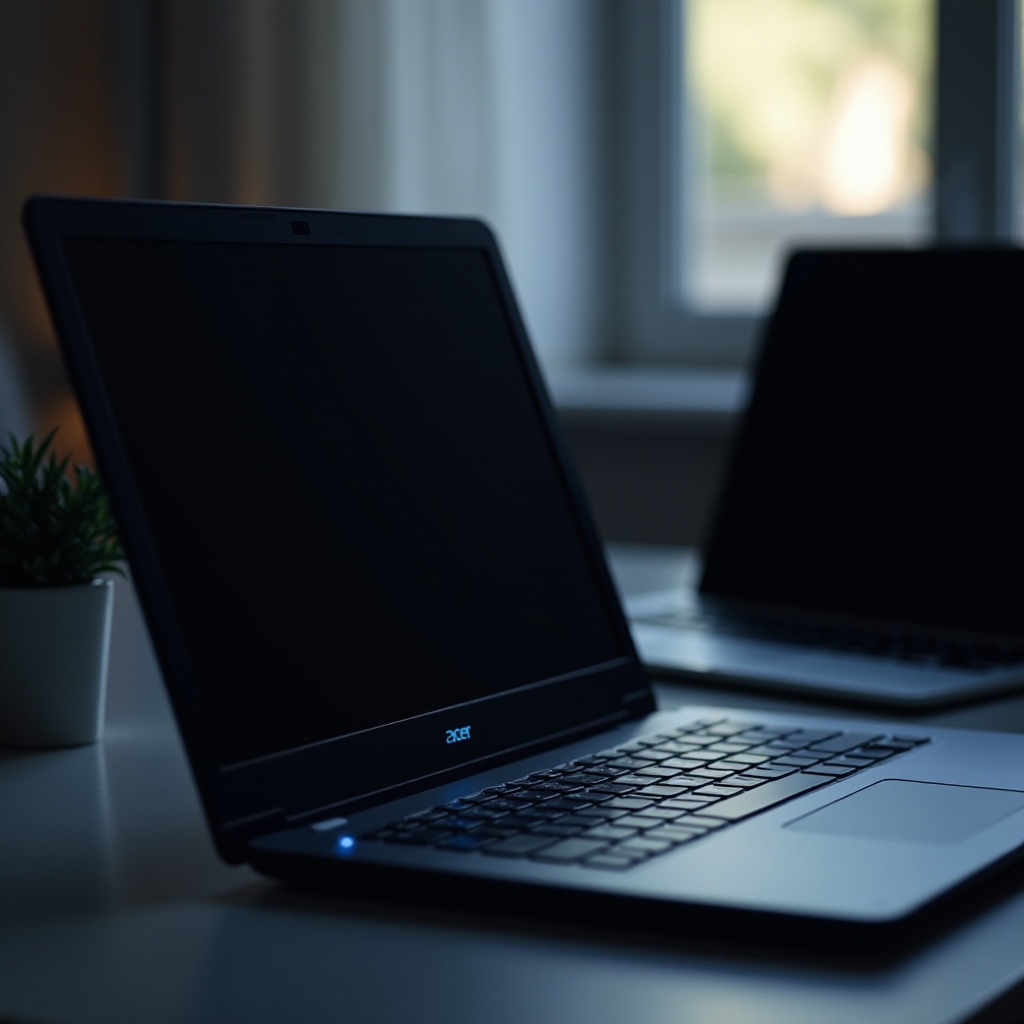 ноутбук Acer синяя лампочка горит, но экран черный