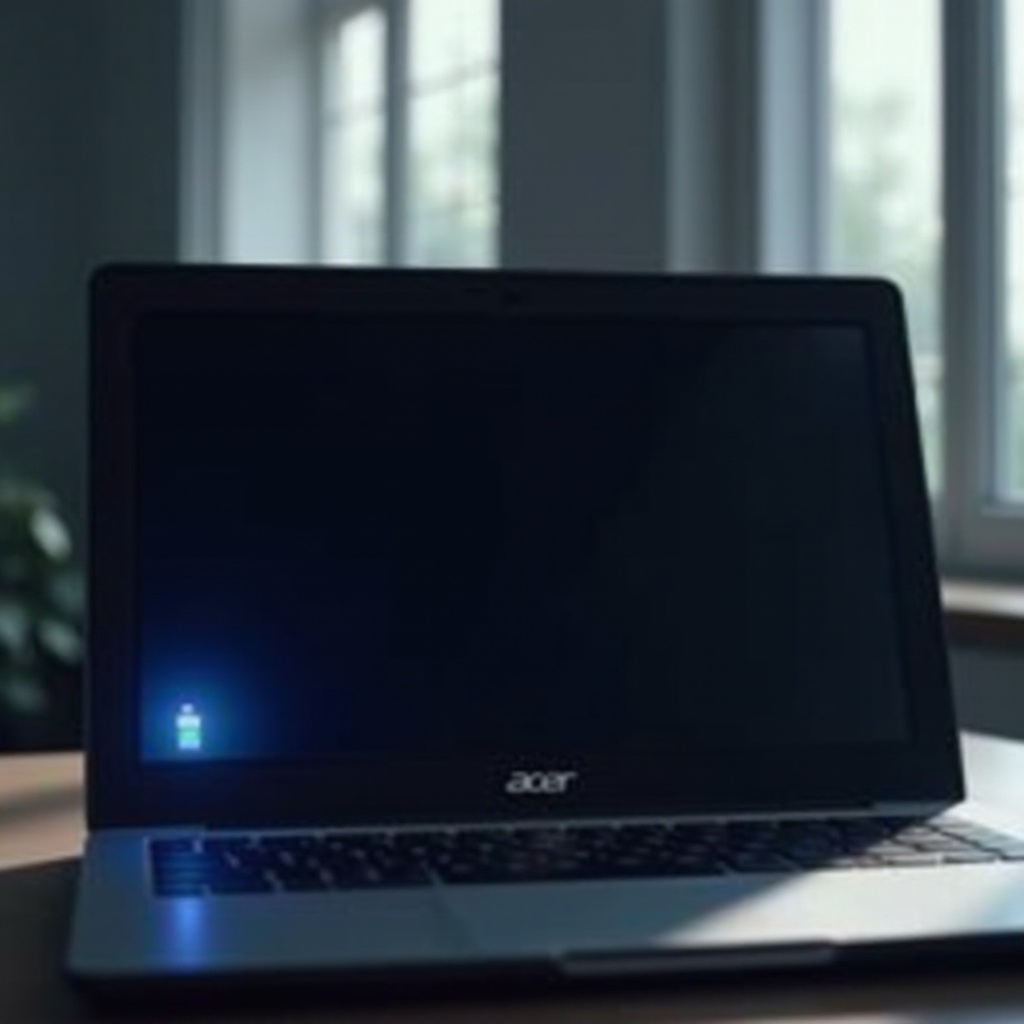 laptop Acer dioda niebieska świeci, ale ekran jest czarny